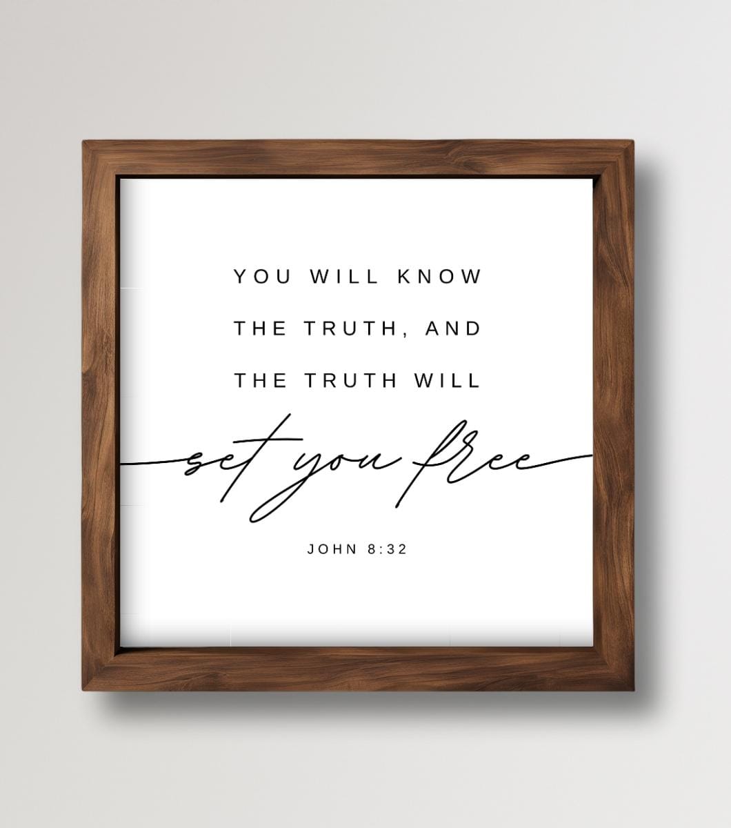 John 8:32 | Premium Brown Wooden Textured Wall Frame (13